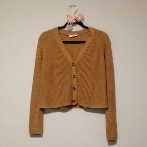 Cloud Chaser Spice Neutral Cropped Knit Long Sleeve Button-up Cardigan